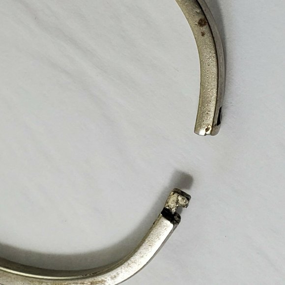 SOLD Sterling Silver Turquoise Inlaid Bracelet - Picture 8 of 12